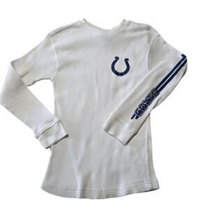 NFL Colts Youth Thermal Long Sleeve Shirt White Waffle Knit Tee M 10/12